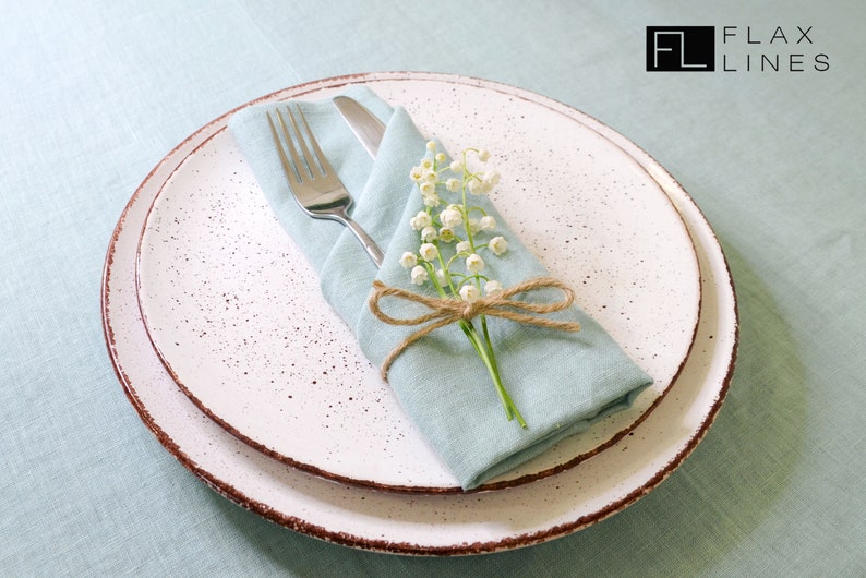 Linen tablecloth turquoise-mint. Organic tablecloth in various colors and size. Rectangle, square and round tablecloths. image 6