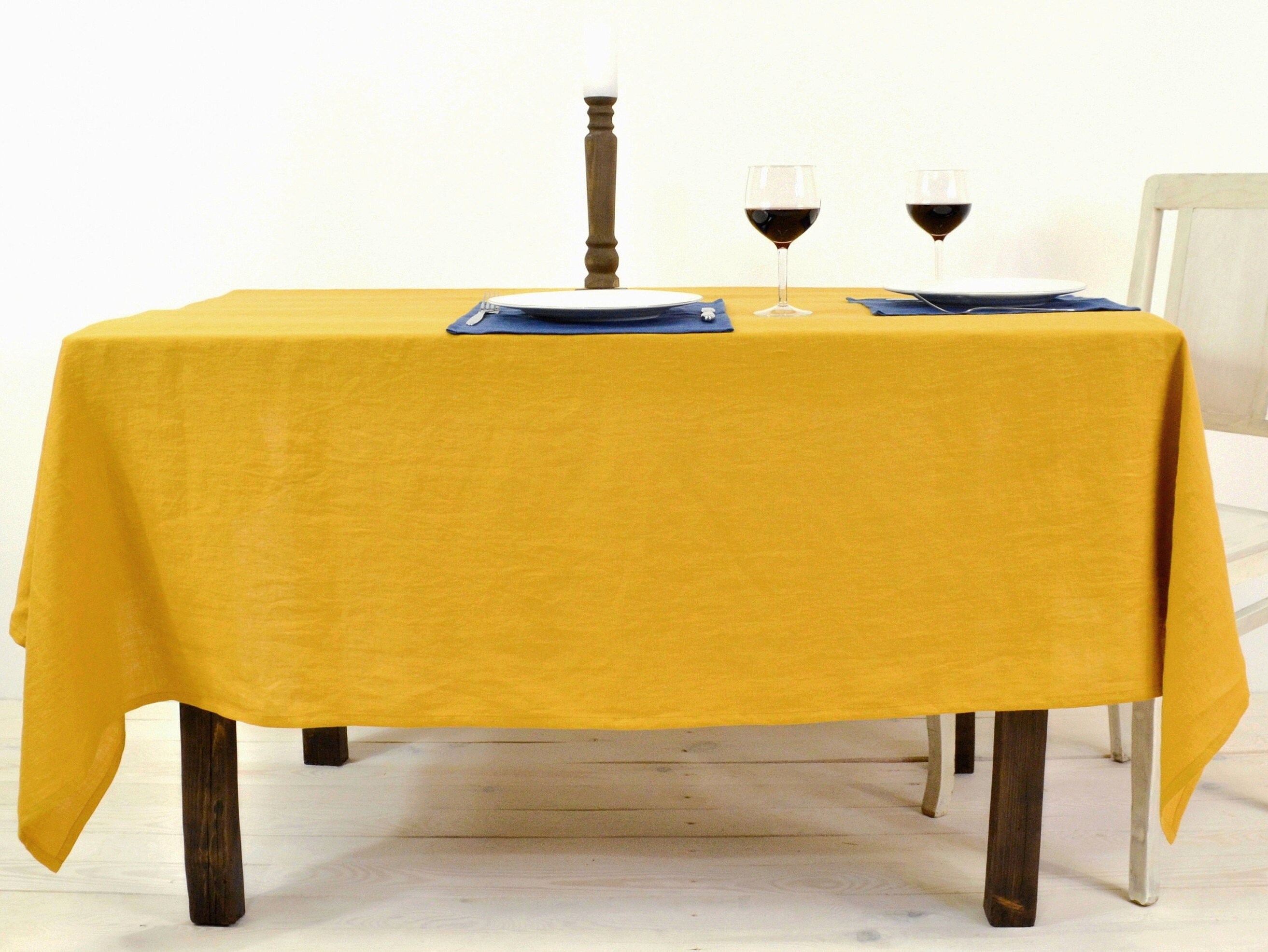 Linen Tablecloth Mustard Yellow. Rectangle Square and Round Etsy