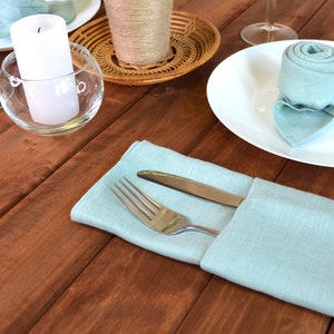Linen napkins 20/50/100/200pcs in various colors and size. Dinner and wedding cloth napkins of stonewashed linen. image 8