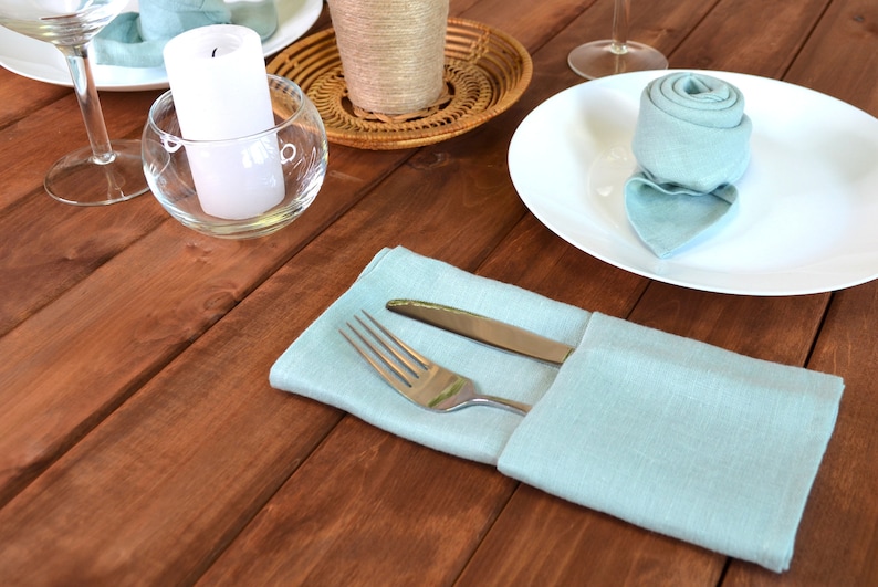 Linen napkins 20/50/100/200pcs in various colors and size. Dinner and wedding cloth napkins of stonewashed linen. image 8