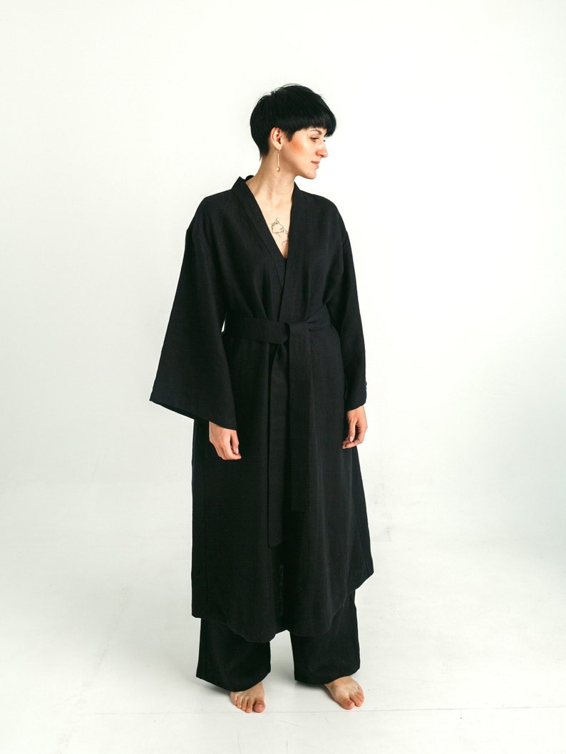 Women long kimono. Made in Flax Lines.