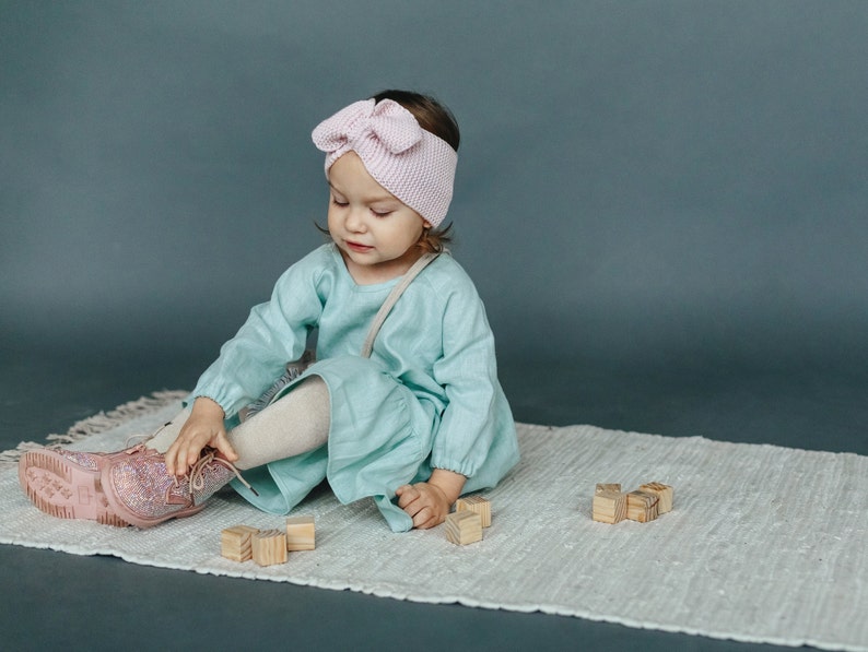 Organic baby dress for girl. 100% linen dress.