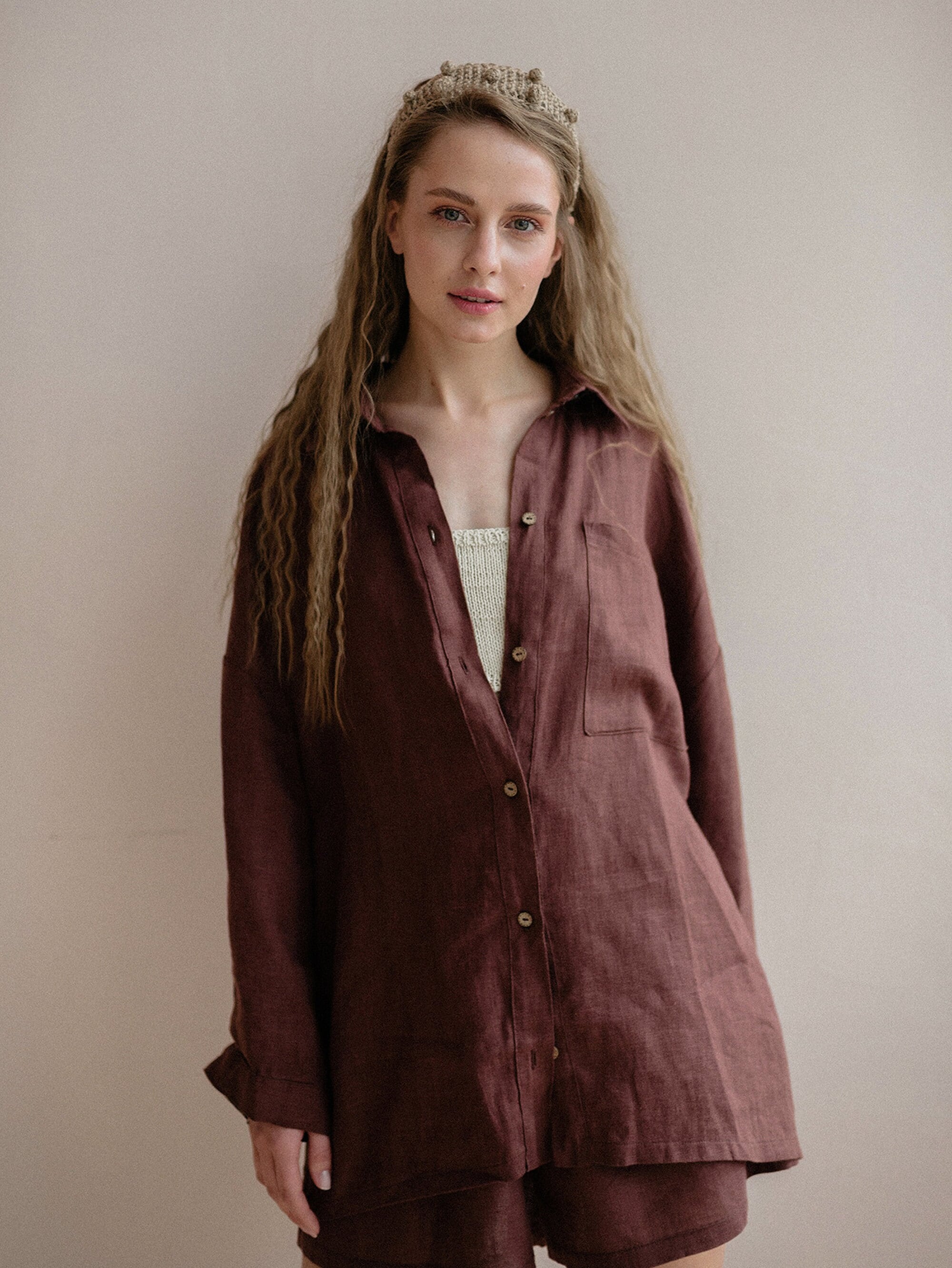 Frost White Linen Shirt & Shorts Set main image 0