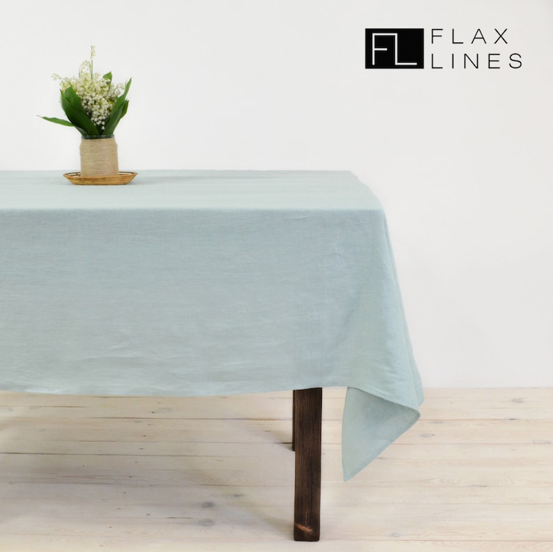 Linen tablecloth turquoise-mint. Organic tablecloth in various colors and size. Rectangle, square and round tablecloths. image 3