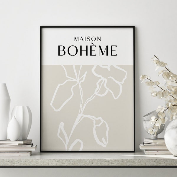 Bohemian Print, Galerie Boheme, Boho Museum Poster, Boheme Print, Exhibition Print, Botanical Poster, Printable Wall Art, Digital Download