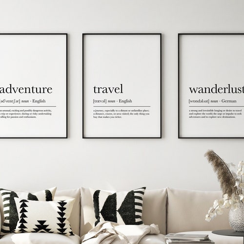 Printable Travel Wall Art Set of 8 Prints Definition Print Etsy