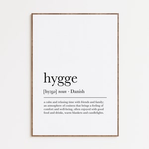 Hygge Definition Print, Dictionary Artwork, Scandinavian Art, Nordic Print, Printable Wall Art, Typography Poster, Digital Download image 1
