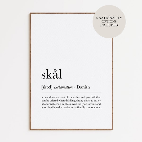 Skal Definition Print, Nordic Art Print, Scandinavian Poster, Scandi Wall Art, Dictionary Artwork, Printable Wall Art, Digital Download