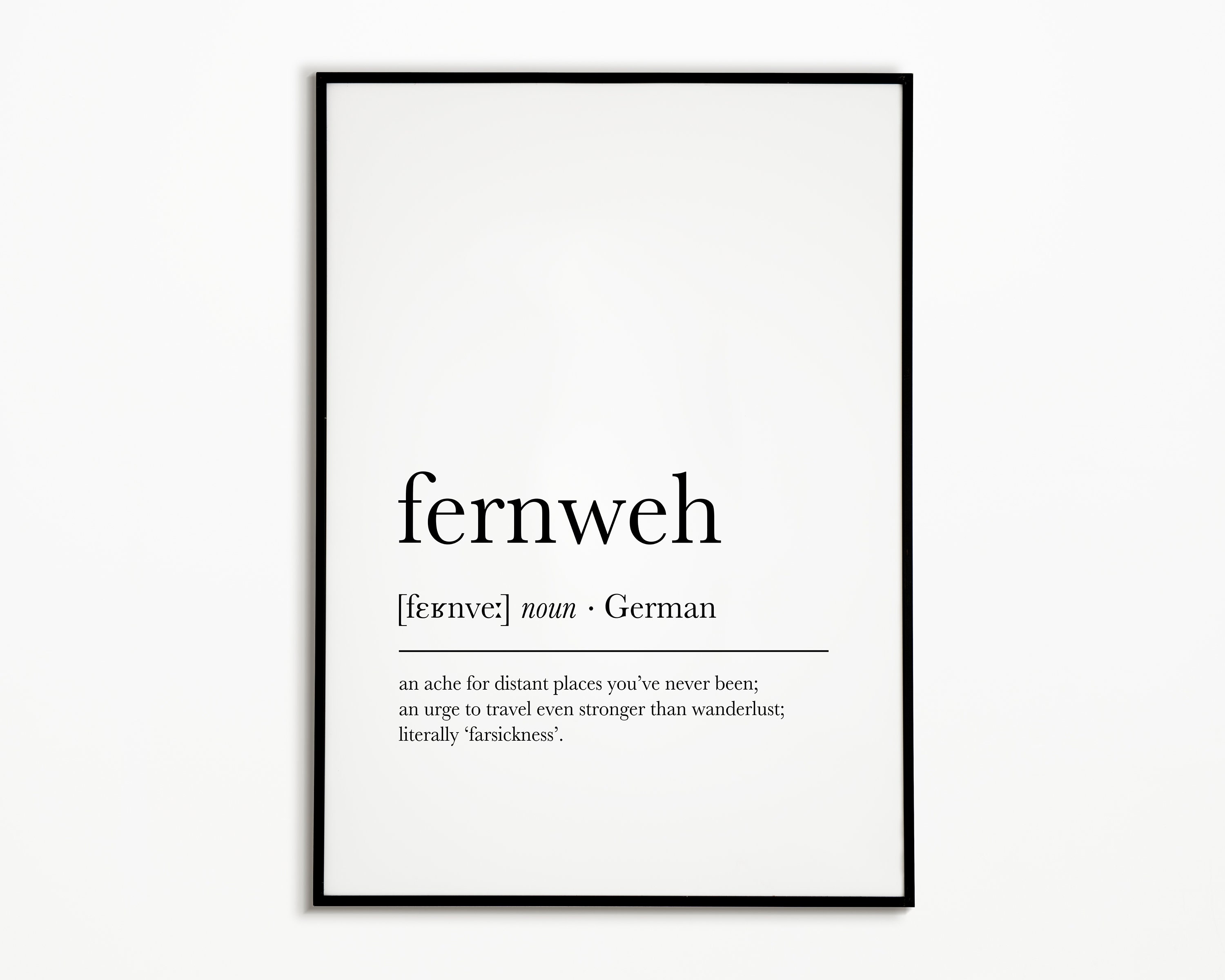 Fernweh Definition Print Dictionary Artwork Scandinavische Etsy