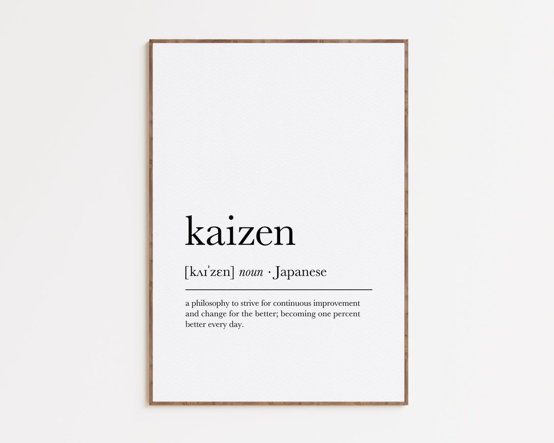 Kaizen Definition Print, Japanese Dictionary Artwork, Japandi Poster