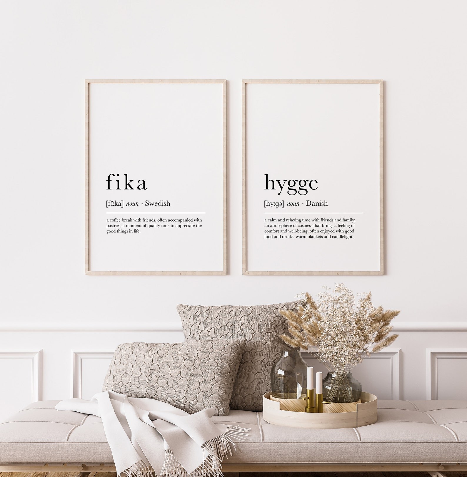 Fika Hygge Definition Prints Set of 2 Scandinavian Art Etsy
