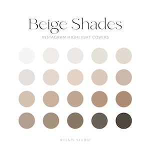 20 Beige Shades Solid Instagram Stories Highlight Covers, IG Stories Branding Colour Palette, Social Media Icon Hex Codes, Aesthetic Palette