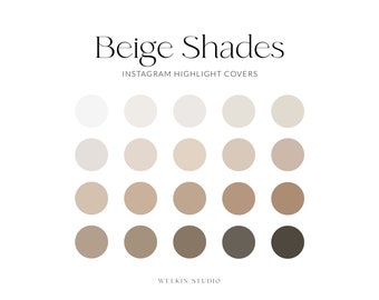 20 Beige Shades Solid Instagram Stories Highlight Covers, IG Stories Branding Colour Palette, Social Media Icon Hex Codes, Aesthetic Palette