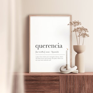 Querencia Definition Print, Dictionary Artwork, Spanish Word Definition, Printable Wall Art, Modern Typography Poster, Digital Download