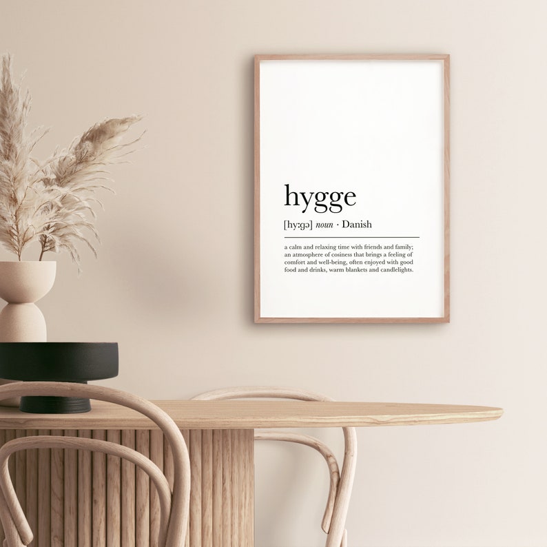 Hygge Definition Print, Dictionary Artwork, Scandinavian Art, Nordic Print, Printable Wall Art, Typography Poster, Digital Download image 2