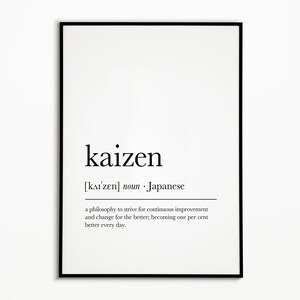 Kaizen Definition Print Japanese Dictionary Artwork Japandi - Etsy