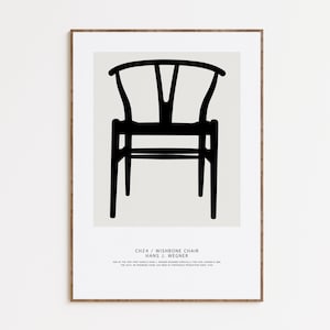 CH24 / Wishbone / Y Chair Print, Scandinavian Design Poster, Nordic Print, Danish Mid Century Modern, Printable Wall Art, Digital Download