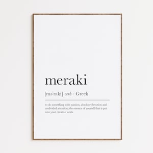 Meraki Definition Print, Greek Word Definition Print, Scandinavian Art, Nordic Print, Printable Wall Art, Typography Print, Digital Download