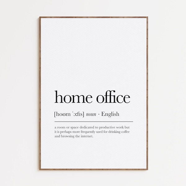 Home Office Definition Print, Funny Home Office Poster, Work From Home Art Print, Dictionary Artwork, Printable Wall Art, Digital Download