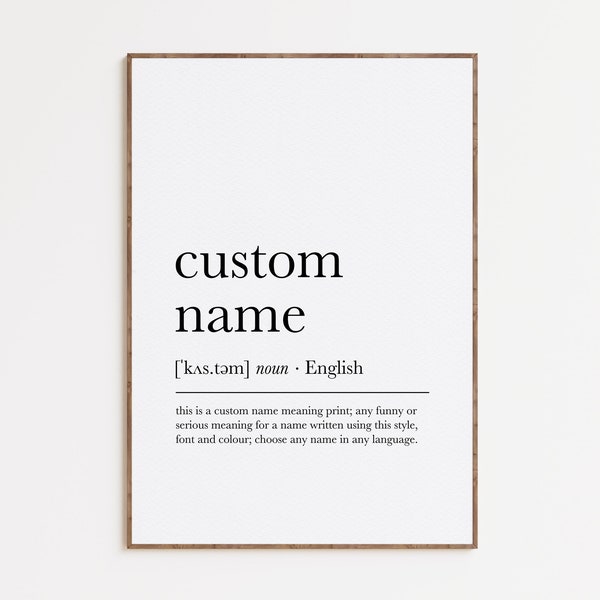 Custom Name Meaning Print, Personalised Name Definition Poster, Baby Name Wall Art, Custom Word Print, Dictionary Artwork, Digital Download
