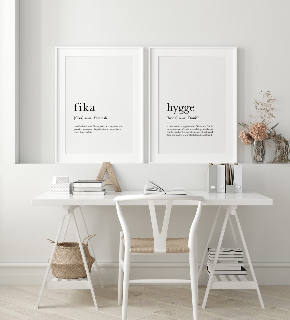 Fika Hygge Definition Prints Set of 2 Scandinavian Art Etsy