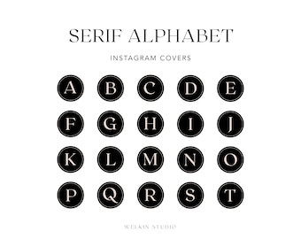 36 Letters and Numbers Instagram Stories Highlight Covers, Minimal Alphabet IG Stories Branding, Minimal Black Icon Set, Instant Download