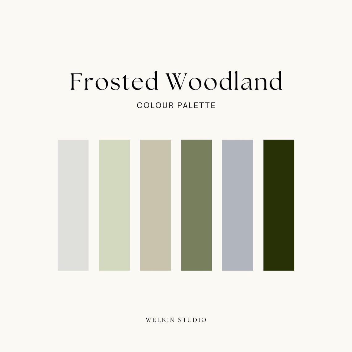 Forsted Colour Frosted Woodland Brand Colour Palette, Brand Identity HEX Colours ...
