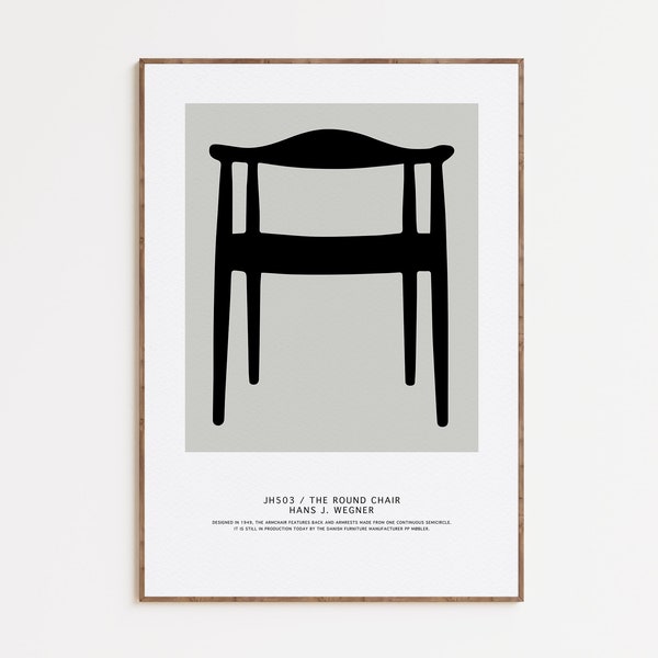 JH503 / The Chair by Hans Wegner, Scandinavian Design Poster, Nordic Print, Danish Mid Century Modern, Printable Wall Art, Digital Download