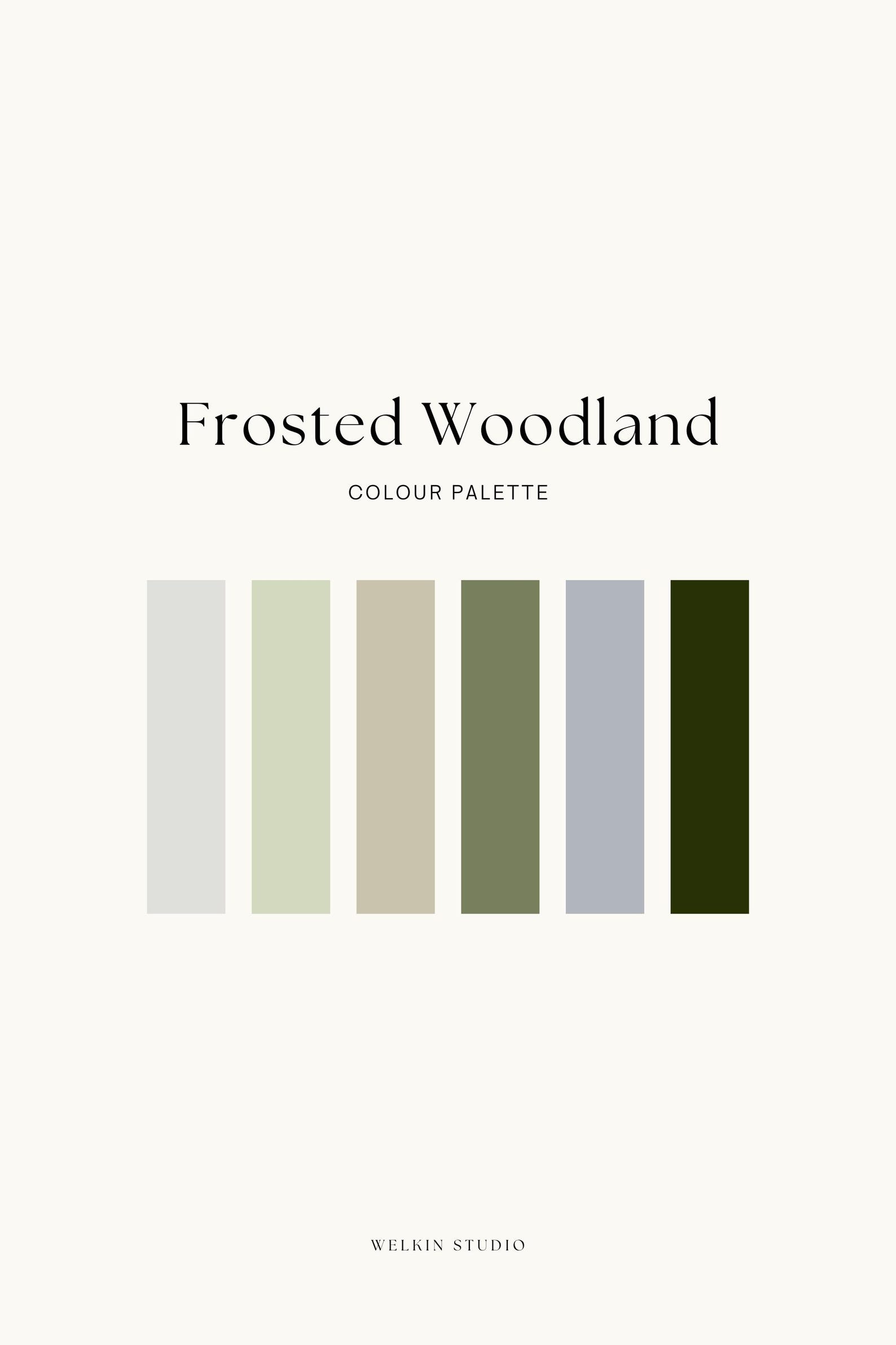 Forsted Colour Frosted Woodland Brand Colour Palette, Brand Identity HEX Colours ...