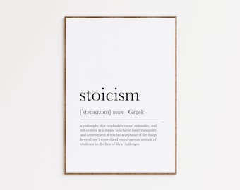 Stoicism Definition Print, Dictionary Artwork, Latin Word Definition, Philosophical Gift, Stoics Quote Printable Wall Art, Digital Download