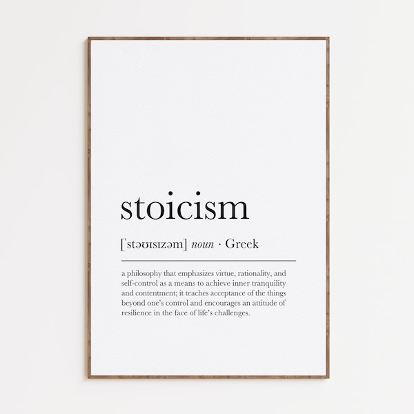Stoicism Definition Print, Dictionary Artwork, Latin Word Definition, Philosophical Gift, Stoics Quote Printable Wall Art, Digital Download