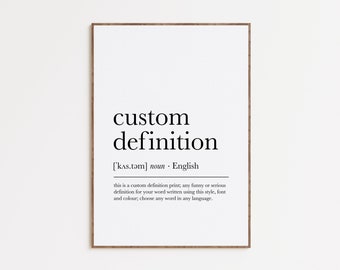 Custom Definition Print, Dictionary Artwork, Custom Word Print, Word Definition, Printable Wall Art, Typography Poster, Digital Download