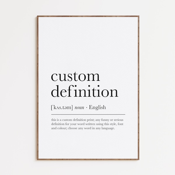 Custom Definition Print, Dictionary Artwork, Custom Word Print, Word Definition, Printable Wall Art, Typography Poster, Digital Download