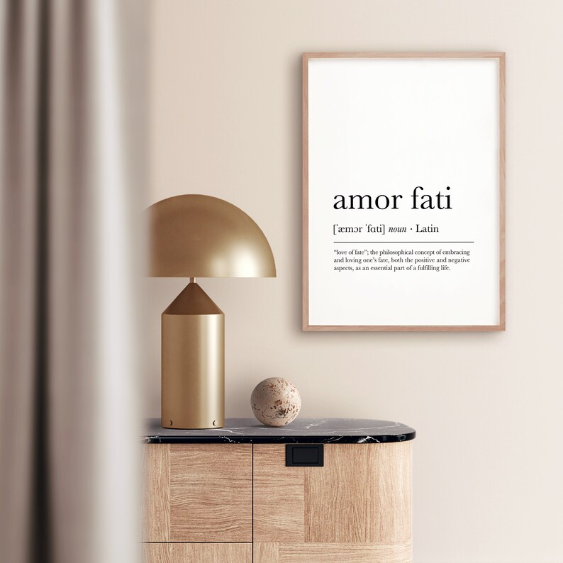 Amor Fati Definition Print, Dictionary Artwork, Latin Word Definition, Philosophy Gift, Stoics Quote Printable Wall Art, Digital Download image 2