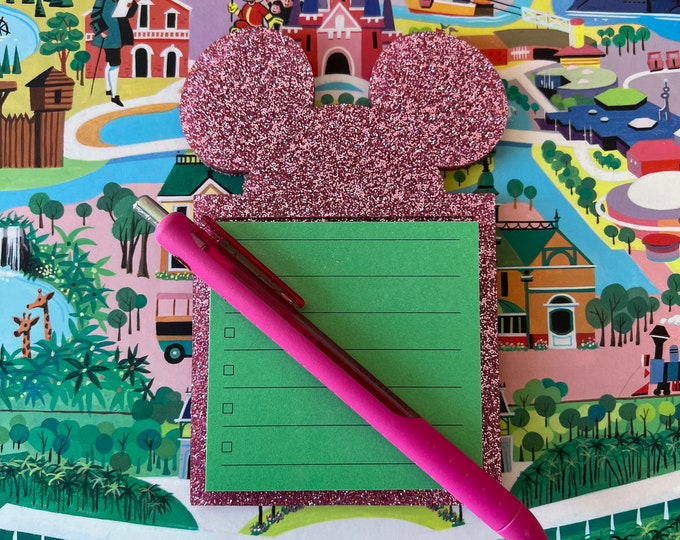 Mouse Sticky Note Holder- Pink Glitter