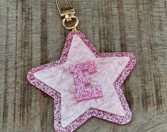 Star Initial Keychain: customizable