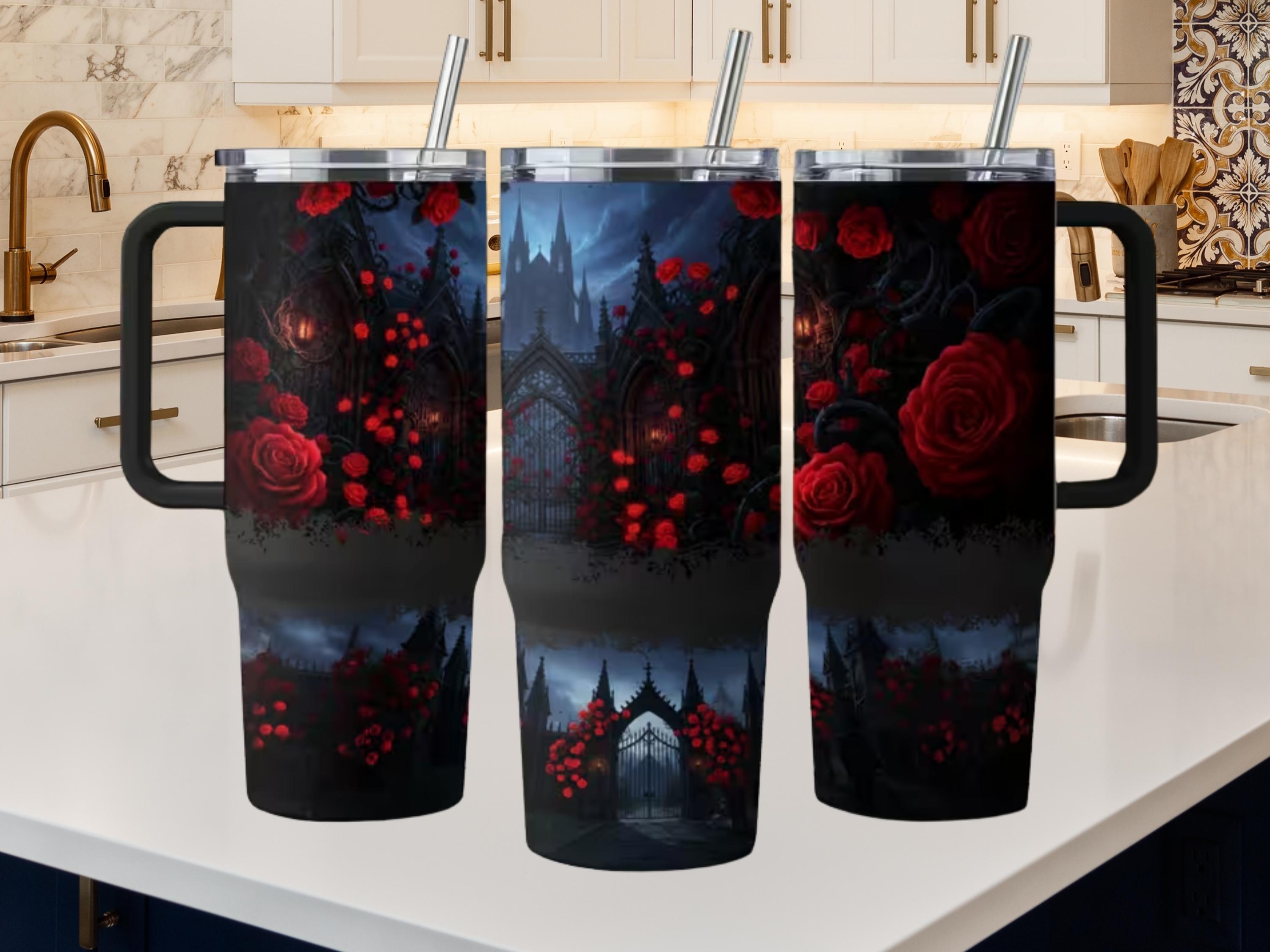 Haunted Gate Roses Gothic Rose Gate Tumbler Wrap, Digital 40oz Tumbler Design, Dark ...