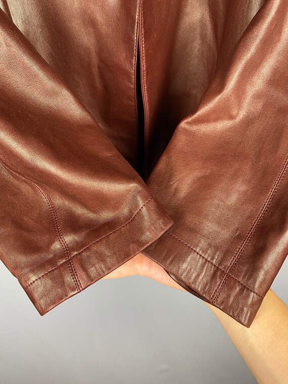 Vintage Azzedine ALAIA Rare Burgundy Leather Jack… - image 9
