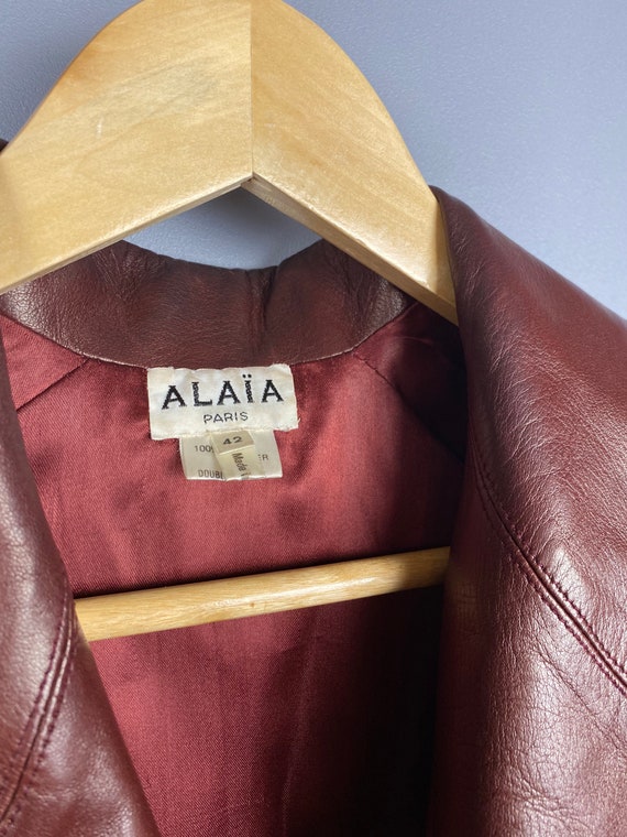 Vintage Azzedine ALAIA Rare Burgundy Leather Jack… - image 7