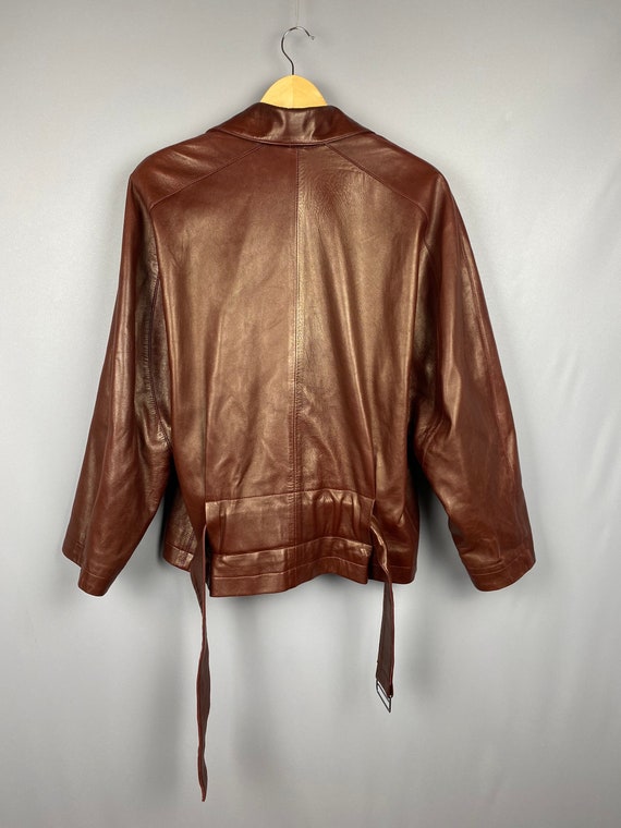 Vintage Azzedine ALAIA Rare Burgundy Leather Jack… - image 10