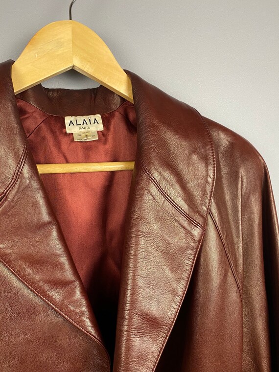 Vintage Azzedine ALAIA Rare Burgundy Leather Jack… - image 8