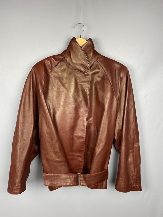 Vintage Azzedine ALAIA Rare Burgundy Leather Jack… - image 2
