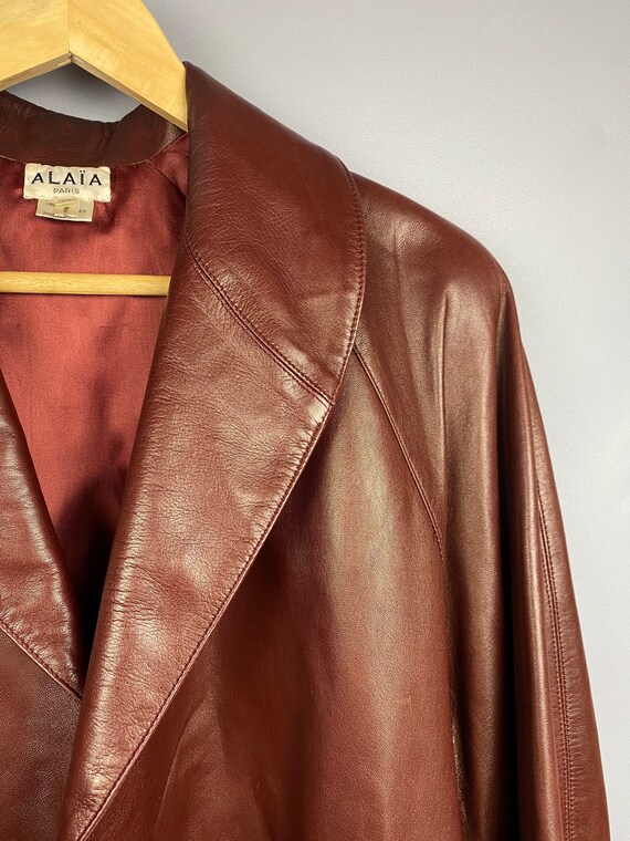 Vintage Azzedine ALAIA Rare Burgundy Leather Jack… - image 5