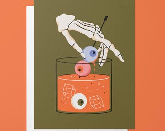 Deathly Cocktail Halloween Greeting Card