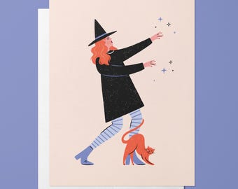 Witchy Babe Halloween Greeting Card