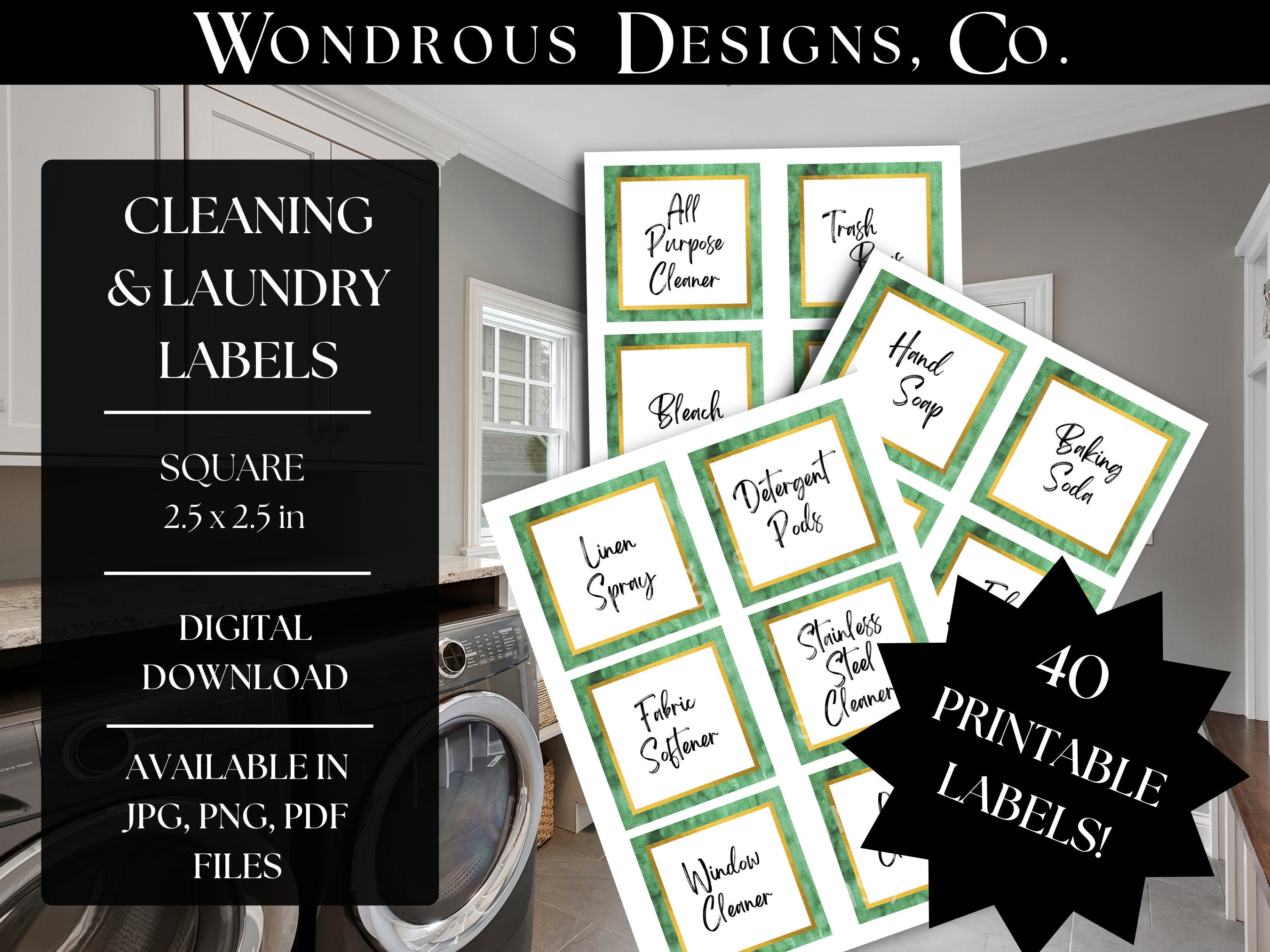 Printable Cleaning & Laundry Labels I Instant Downloadable Files I PDF ...