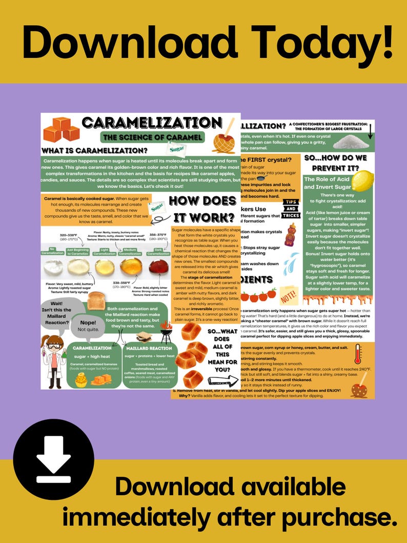 Caramel Chemistry Kitchen Science Lesson: Middle School PDF (digital ...