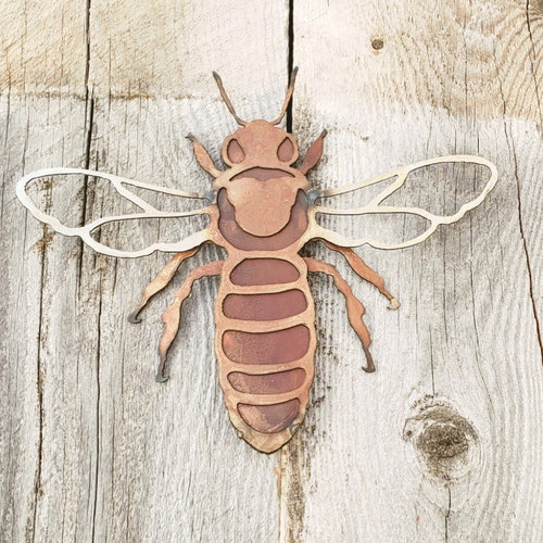 Metal Bee on Garden Decor Honeybees Metal Bee Etsy