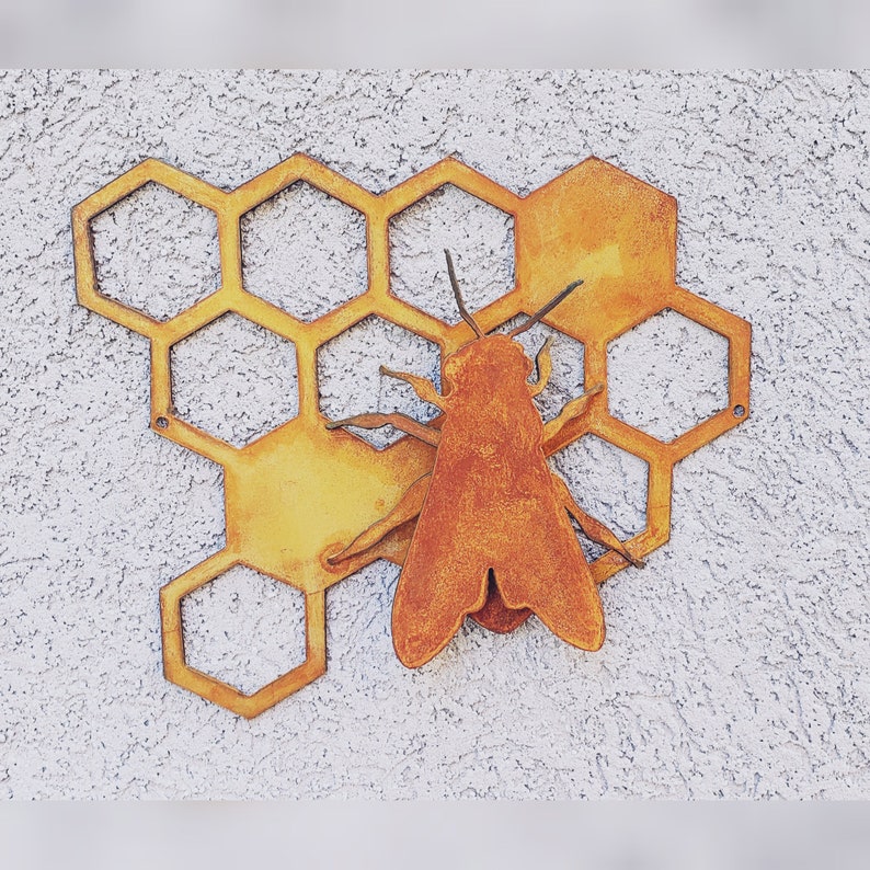 Honey Bee Yard Art Bee Metal Wall Art Yard Art Bee Keeping Etsy