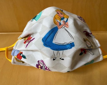 Alice Mad Hatter and Gang Face Mask - 3 Layers, Adjustable Nose Bridge and Ear Loops, Washable